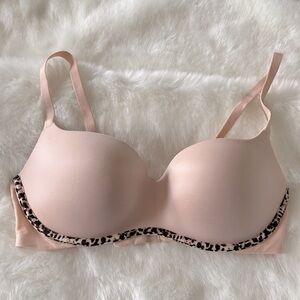 Victoria's Secret Blush Bra with Leopard Accent